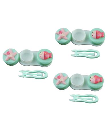 Solustre 3st contact lens container contact lenses case Portable lens box cartoon lensing container lens storage caricature accompanying box