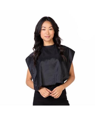 Betty Dain Nylon Shortie Makeup Cape - Professional Comb Out Blow Out Hair and Beard Styling Cape - Water Resistant Lightweight Nylon Bib Keeps Clothes Clean and Hands Free
