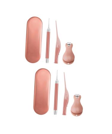 Healeved 2 Sets Nail Trimmer Kids Ear Pick Nose Cleaning Tweezers Ear Buds Cleaning Kit Infant Nose Tweezer Ear Wax Pick Kids Suit Ear Bud Cleaning Kit Ear Digger Plate Manicure Baby