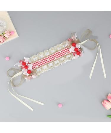 PLCPDM Maid Pleated Lace Hair Hoop Women Elegant Strawberry Decors Makeup Headband for Girls Cosplay Maid Hair Accessories Red - Buy Online on GoSupps.com