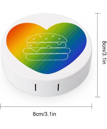 Hamburger Lover Rainbow Round Case For Contact Lens Kit Storage Box with Mirror Printed - Buy Online on GoSupps.com