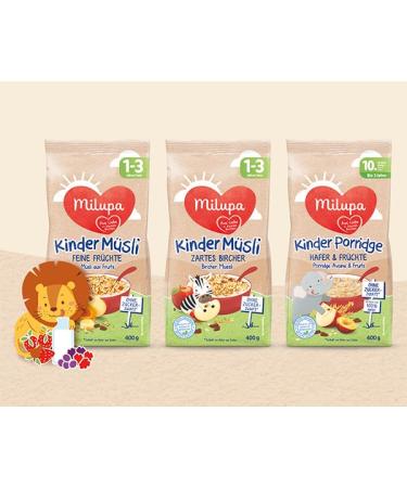 Milupa Children's Muesli Tender Bircher - No Added Sugar Cereal Breakfast for Ages 1-3 4 x 400g - Healthy Baby Food - Buy Online on GoSupps.com