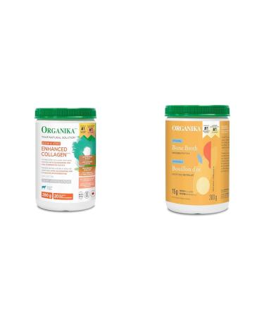 Organika Enhanced Collagen Bone and Joint Powder- with Glucosamine MSM Chondroitin Sulfate & Chicken Bone Broth Powder- Free Range and Vegetarian Fed Chickens- Keto Friendly