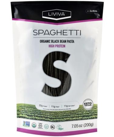 LIVIVA Organic Gluten Free Black Bean Spaghetti Noodle Pasta (2 Pk) 88 g Protein Bag - Certified Plant-Based Non-GMO Kosher Halal Vegan Keto Nutritious Pasta Plant-Based Protein Ready-to-Eat in minutes - Buy Online on GoSupps.com
