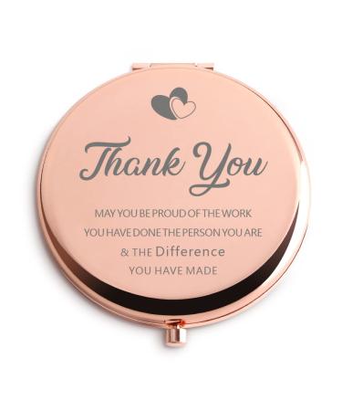 Thank You Inspirational Farewell Gifts for Coworkers Women Rose Gold Compact Cute for Purse Travel Folding Hand Mirror Retirement Birthday Christmas Thanksgiving