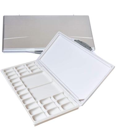 Watercolor Palette 24-Wells with 2+1 Additional Spacious Mixing Areas, Blue Folding Peel-Off Palette for Watercolor, Gouache, Acrylic Paint (Silver, One Size) Silver One Size