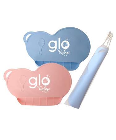 Glo Babyz Food Catching Silicone Placemat for Babies  Toddlers  & Kids - Non-Slip Food Grade Silicone Material with Drawstring Bag Included (Blue and Pink))