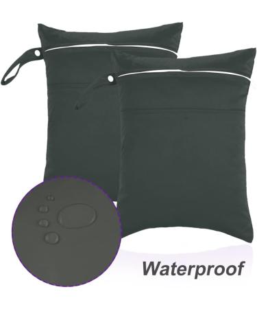 Yontree 2 Pcs Waterproof Reusable Wet Bag with Double Zipper Pockets - Black | Washable Wet Dry Clothes Storage Bag - Buy Online on GoSupps.com