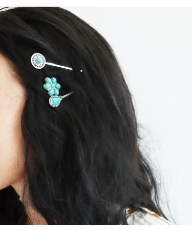 MOESUYUM 4-Piece Retro Turquoise Decorative Bobby Pins Set - Boho Vintage Hair Accessories for Women - Buy Online on GoSupps.com