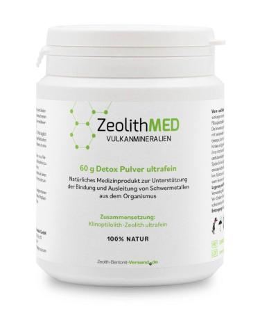Zeolite Med Premium 60g Detox powder medical device ultra-fine 9 m high-pure zeolite clinoptilolith with an exponentially more surface and effect per gram detoxification cure pharmacy quality 60 g (1 Pack)