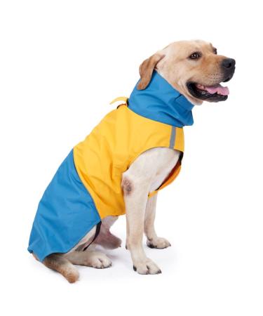 Dog Warm Coats - Windproof Dog Winter Outdoor Jackets Cold Weather Coats for Dog Waterproof Dog Raincoats with Hole for Dog Leash,by XXL XX-Large Blue+Yellow