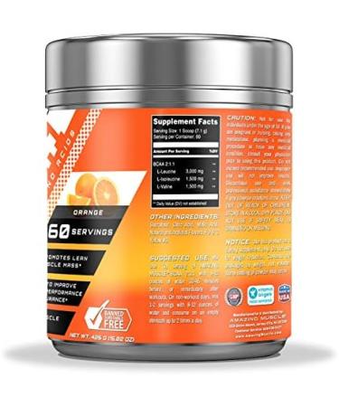 Buy BCAA 2:1:1 Supplement | 6000 Mg Orange Flavor | 60 Servings | International Shipping Available - Buy Online on GoSupps.com