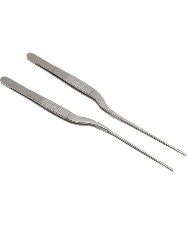 Pack of 2 Curved Stainless Steel Tweezers with Corrosion Protection - Ideal for Hearing Aids | International Shipping Available - Buy Online on GoSupps.com