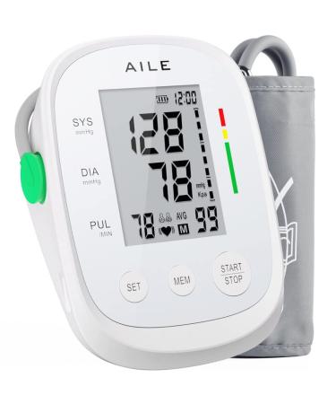Blood Pressure Monitor,AILE blood pressure machine Upper Arm Large Cuff(8.7"-16.5"Adjustable),automatic high blood pressure cuff for home use,(BP)blood pressure monitor,2*99 memory,Easy to use/travel White