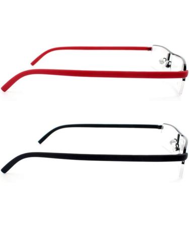 Ultra-Light TR90 Reading Glasses - 2 Pack +2.0 Dioptria for Men & Women | Classic Metal Narrow Style with Case & Cleaning Cloth - Buy Online on GoSupps.com