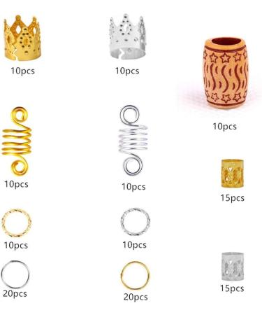 140 Pieces Hair Jewelry Rings Aluminum Hair Accessories with 100m Metallic Cord Hair Coil Dreadlocks Hair Braid Rings Cuffs Hair Braiding Beads Hair Braids Accessories - Buy Online on GoSupps.com