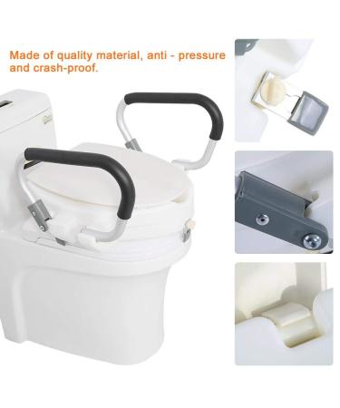 10cm Raised Toilet Seat with Removable Padded Armrests - White Anatomic Design with Fixing System - Buy Online on GoSupps.com