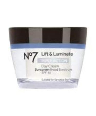 No7 Lift & Luminate Triple Action Fragrance Free Day Cream SPF 30 - Broad Spectrum Anti Aging Face Cream - Hydrating Hibiscus Peptides & Hyaluronic Acid + Brightening Emblica & Vitamin C (50ml)