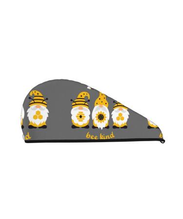 Hair Towel Wrap Hair Drying Towel with Button Towel Turban Head Towel to Dry Hair Quickly (Bee Kind)