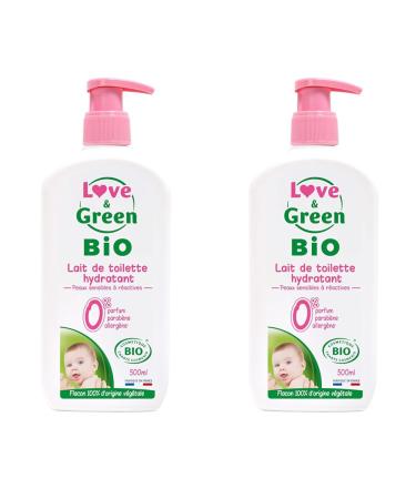 Love & Green - Lait de Toilette Hydratant Bio 0% 500 ml - Fabriqu en France (Lot de 2)