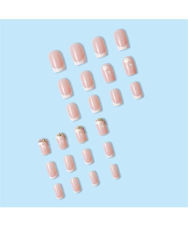 VOTACOS Short Square Press on Nails - Nude False Nails with Flower Design for Women - Buy Online on GoSupps.com