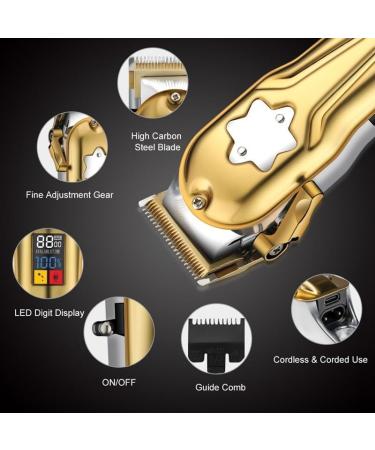 Hair Clippers for Men Full Metal Professional Combo Kit Hair Clipper Beard Hair Trimmer for Men Electric Rechargeable Barber Haircut - Buy Online on GoSupps.com