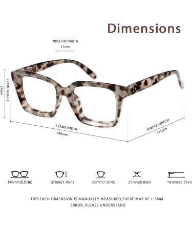 JiSoo Oversized Blue Light Reading Glasses for Women - Fashionable Demi Grey 1.75x Blue Light Blocking - Buy Online on GoSupps.com