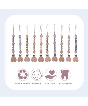 Ibeafilly Baby Pacifier Chain Clip | Unisex Silicone & Wood Pacifier Strap | Triangle Design for Bibs - Buy Online on GoSupps.com