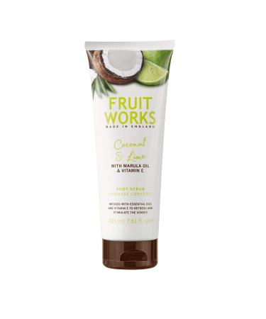 FRUIT WORKS Coconut & Lime Cruelty Free & Vegan Body Scrub With Natural Extracts 1x 225ml