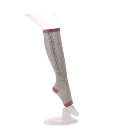 Angoter front open shoe-knees length-zipper compression socks leg support medical edema varices swollen sore knee socks for men women