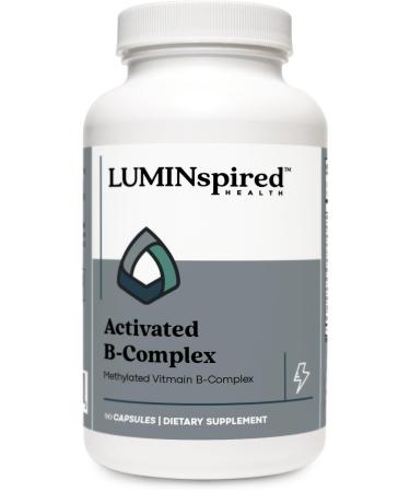 LUMINSPIRED Health Activated Vitamin B Complex with Vitamin C & Biotin All Vitamin B Dietary Supplement for Immune Support Metabolism Antioxidant Mood & Energy Gluten Free Vegan - 90 Counts