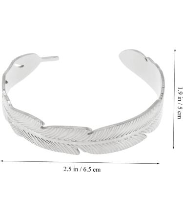 TOPPERFUN leaf cuff bracelet girls bracelet girl bracelets jewelry bracelets charms bracelets charm braclets bangle bracelets Expandable Bangle Bracelet Titanium steel temperament armband 6.5x5cm Steel color - Buy Online on GoSupps.com