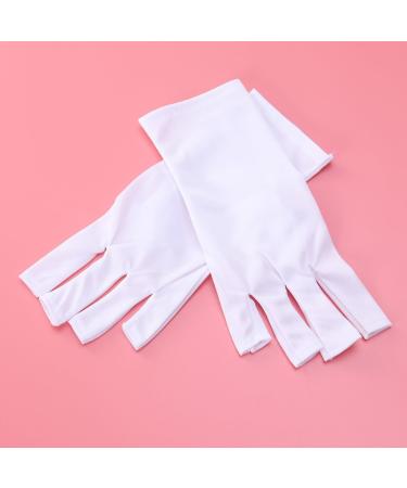 MAGICLULU 3 Pairs Half-Finger Gloves Manicure Glove Cotton Glove Nail Anti Uv Glove Silicone Ear Display Chinese Wooden Pillow Uv Shield Glove Anti-uv White - Buy Online on GoSupps.com