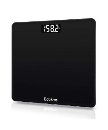 BobBros Precision Digital Body Weight Bathroom Scale Weighing Scale Smart Step-on Technology, Large Platform, 400 Pounds Weight Loss Monitor, Black