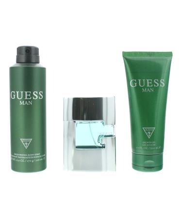 Guess Man for Men - 3 Pc Gift Set 2.5oz EDT Spray 6.0oz Deorizing Body Spray 6.7oz Shower Gel - Buy Online on GoSupps.com