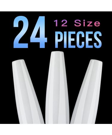 Rosy Finch XXL Extra Long Coffin Stick on Nails - White 2, Long Press Acrylic False Nails with Glue & File for Women - Buy Online on GoSupps.com