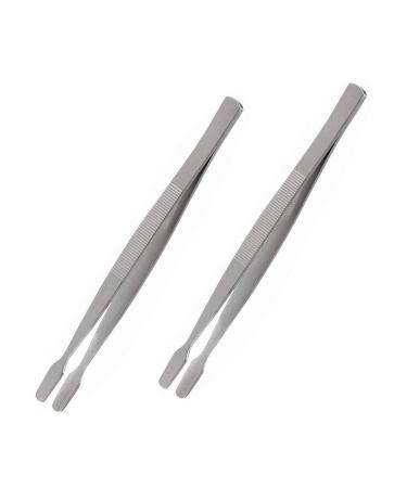 BinaryABC Stamp Tweezers Philately Collector Tools 2pcs (Silver)