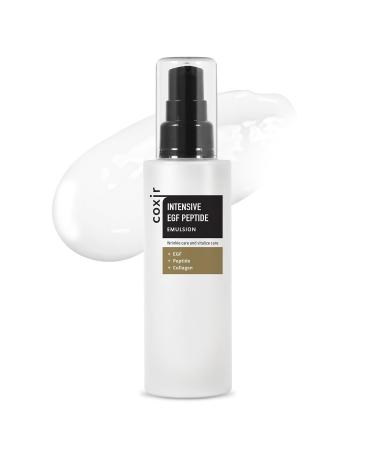 coxir Intensive EGF PEPTIDE Emulsion l Day & Night Daily Moisturizer for Face with Peptide Filtrate for Dull Aged Skin and Damaged Skin Not Tested on Animals No Parabens Korean 100ml/3.38 fl.oz