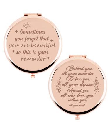 Tuklye 2 Pieces You are Beautiful/Love You Compact Makeup Mirror- Birthday Gifts for Women  Valentines Day Graduation Thanksgiving Sister Gifts  Friends  Festival  Christmas  (Rose Gold)