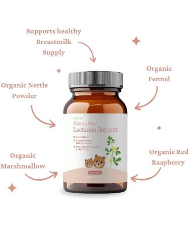 SPRIGS Mama Bear Herbal Lactation Support 120 Capsules | Breastfeeding Supplement with Galactagogue Herbs Like Fenugreek & Milk Thistle to Support Breastmilk Production | for Nursing or Pumping Moms - Buy Online on GoSupps.com