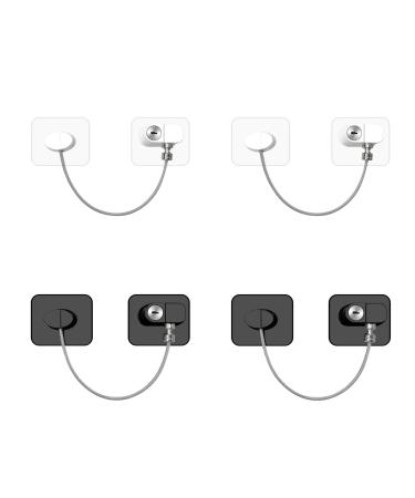 NewBinn Window Security Locks Adhesive Window Restrictor for UPVC No Drilling for Child Baby Security Fridge Lock with Keys for Home Safety Black and White 2*Black and 2*White