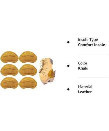 Leather Heel Grips Liner Cushions - 3 Pairs Khaki Heel Inserts for Loose Shoes - Improved Comfort and Fit for Women and Men - Buy Online on GoSupps.com