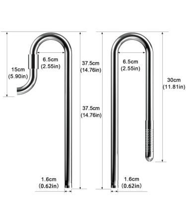 FZONE Stainless Steel Aquarium Lily Pipe 16/22mm - Filter Inlet & Outlet for Plant Tank with Acrylic Fixer - Buy Online on GoSupps.com