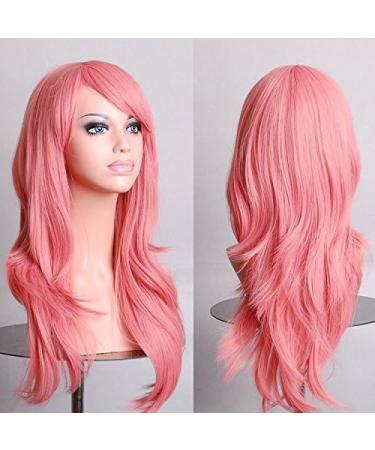 Colorful Panda Long Curly Full Hair Wig - 28inch Pink - Anime Cosplay Halloween Costume Party Synthetic Wig for Women - Buy Online on GoSupps.com