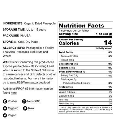 Organic Dried Pineapple Rings  1 Pound - Non-GMO  Flavorful Chewy Fruit Snack  Vegan  Unsulfured  No Sugar Added  Bulk  Great Addition to Desserts  Cakes  and Pies  No Sulphites  Unsweetened 1 Pound (Pack of 1) - Buy Online on GoSupps.com
