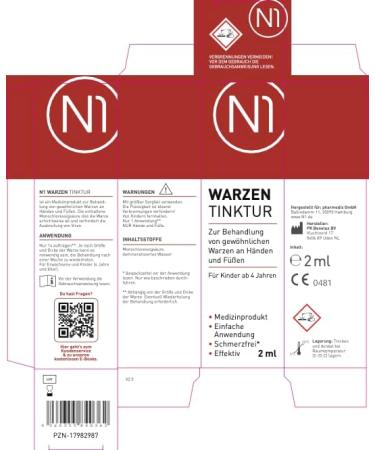N1 Warts Tincture 2 ml - Painless Wart Remover | Simple Weekly Treatment | Remove Warts & Thorn Warts - Medical Device - Buy Online on GoSupps.com