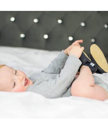 Dotty Fish Soft Leather Baby Shoes for Boys | Non-Slip Suede Soles | Smart Navy | 0-6 Months - 4-5 Years - Buy Online on GoSupps.com