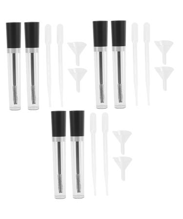 Healvian 6 Sets Empty Mascara Tube with Eyelash Wand Eyelash Tube Kit Empty Mascara Tubes Black Plastic