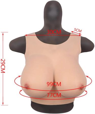 Fhuili Crossdressers Silicone Breasts - Natural Round Collar Design G Cup Fake Breasts for Transvestite Cosplay - Buy Online on GoSupps.com