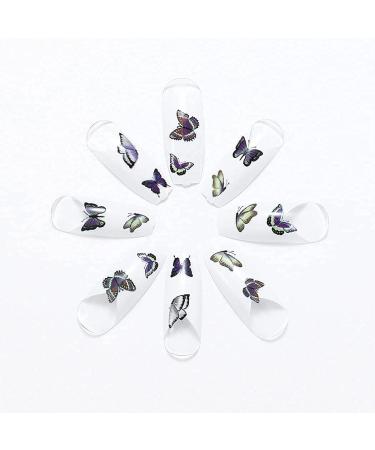 Brishow French Press-On Nails - 24 Pieces White Ballerina Acrylic Nails with Butterfly Design for Women & Girls - International Shipping Available - Buy Online on GoSupps.com